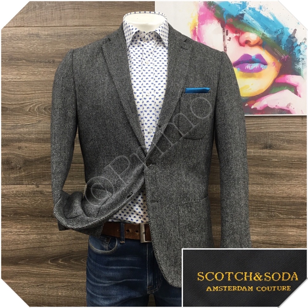 SCOTCH % SODA Mens Tweed Blazer‎ Sport Coat Casual Jacket Size XL Wool Suit